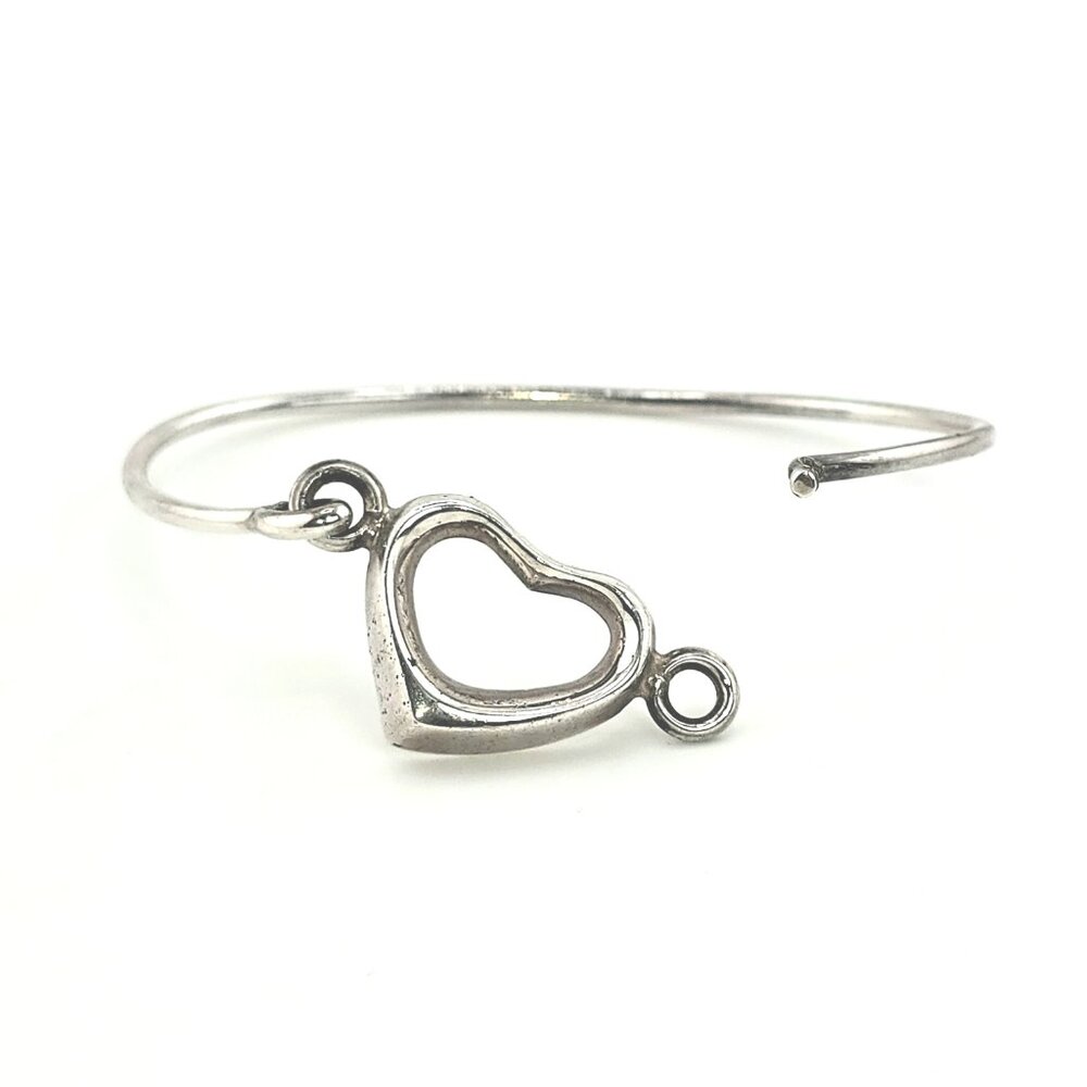 Vintage Mexico Sterling Silver Heart Hook Bangle | .925 | Handcrafted - Picture 5 of 6